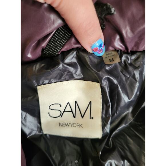 SAM New York Womens Purple Nylon Goose Down Fill Women's Full Zip Coat Jacket M - Picture 3 of 7